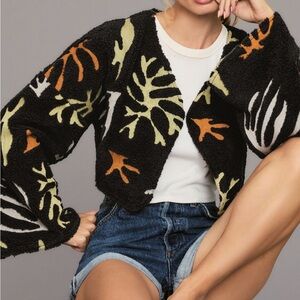 Embroidered Faux Fur Shrug